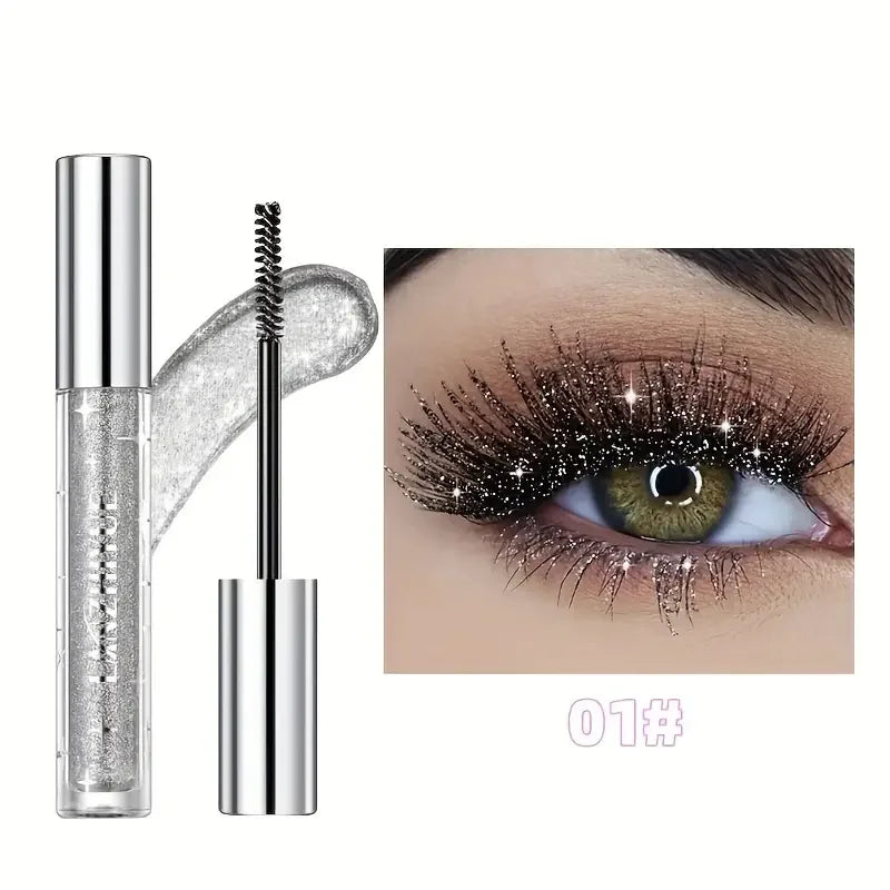Waterproof Diamond Shine Volume Curl Mascara - Glitter Snow Effect, Smudge-Proof Eye Makeup for All Skin Types Women'S Cosmetics