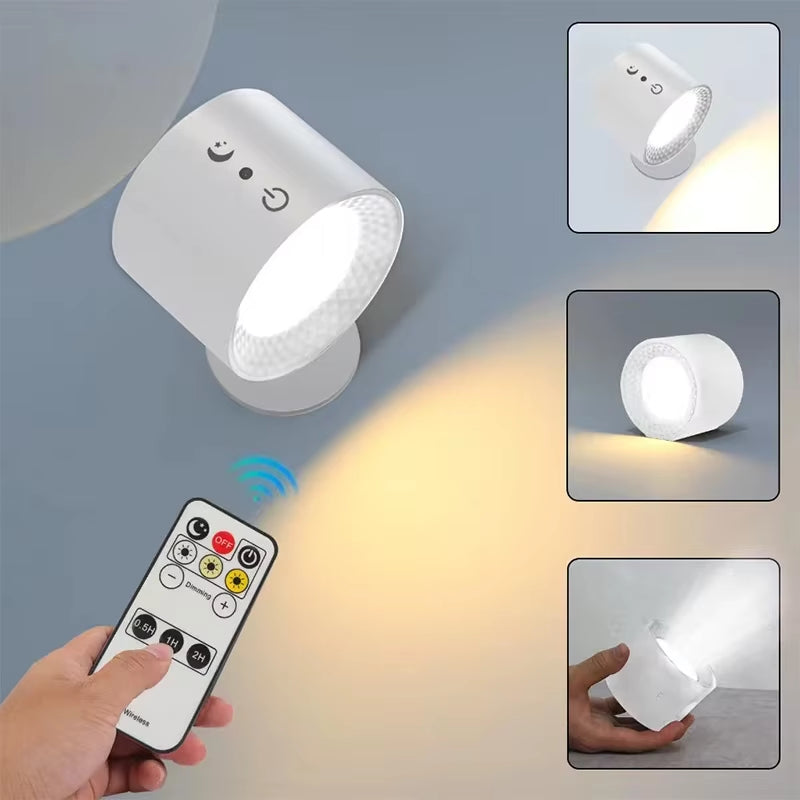 Stylish LED Double Head Wall Lamp with Touch Control - 360° Rotatable, USB Rechargeable, and Wireless Night Light for Bedroom Reading
