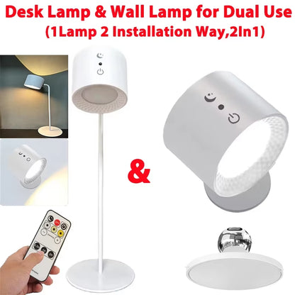 Stylish LED Double Head Wall Lamp with Touch Control - 360° Rotatable, USB Rechargeable, and Wireless Night Light for Bedroom Reading